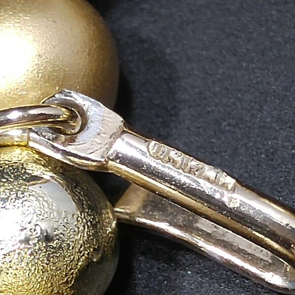 Vintage Japan Art Bead Gold Necklace, 3 Strands, 1950s, 18" - Picture 7 of 10